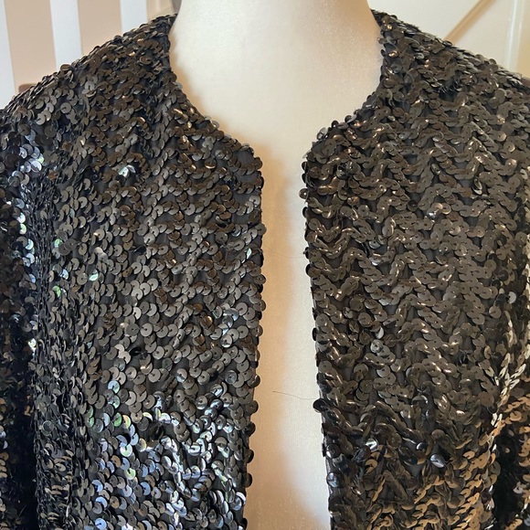 Vintage Glam! Black Sequins Bolero Jacket - Picture 7 of 11